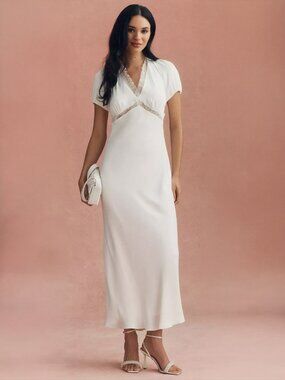 bhldn levi corset ruched satin jacquard side-slit midi dress BHLDN Levi Corset Ruched Satin Jacquard Side-Slit Midi Dress